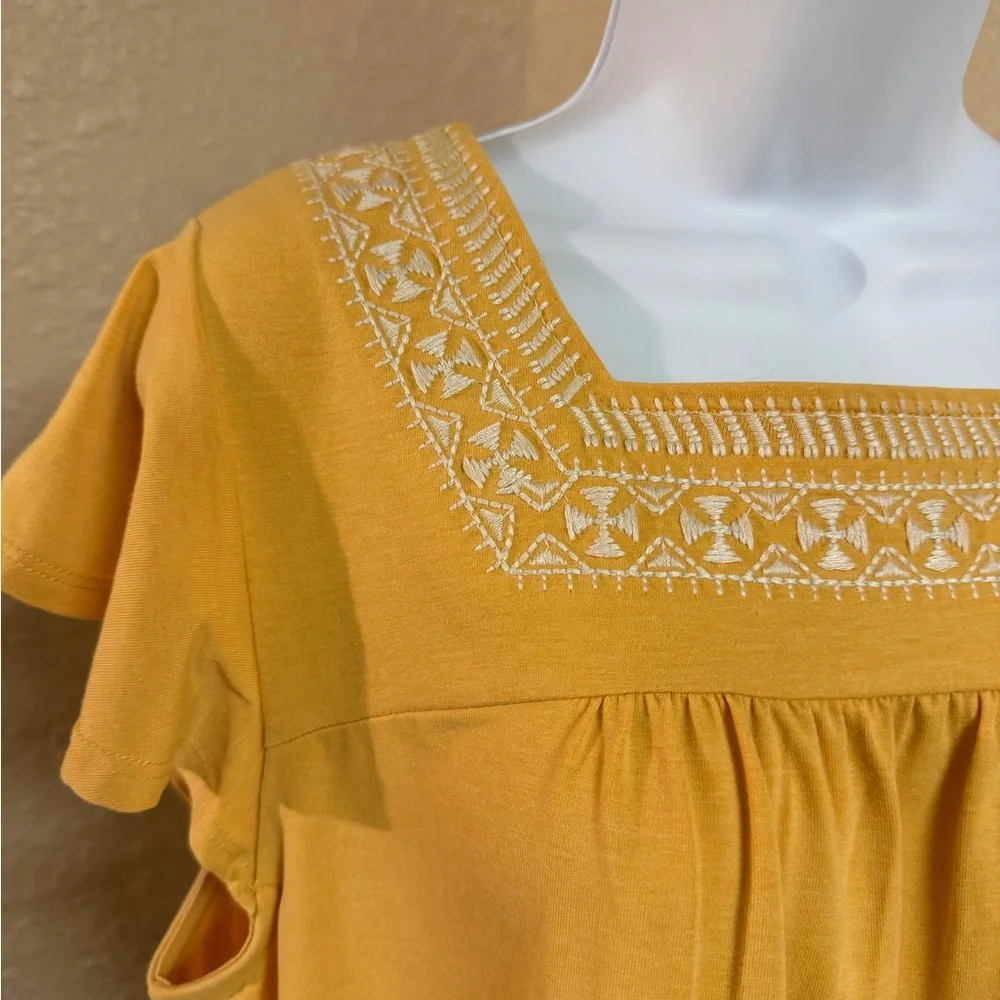 4/$20 Adrianna Papell Mustard Blouse with Embroidery - Picture 2 of 5